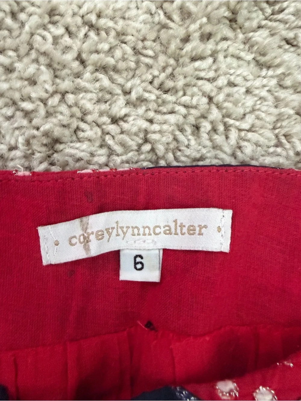 Corey Lynn Calter 100% Silk Rooster Print Mini Skirt Size 6 Navy Red